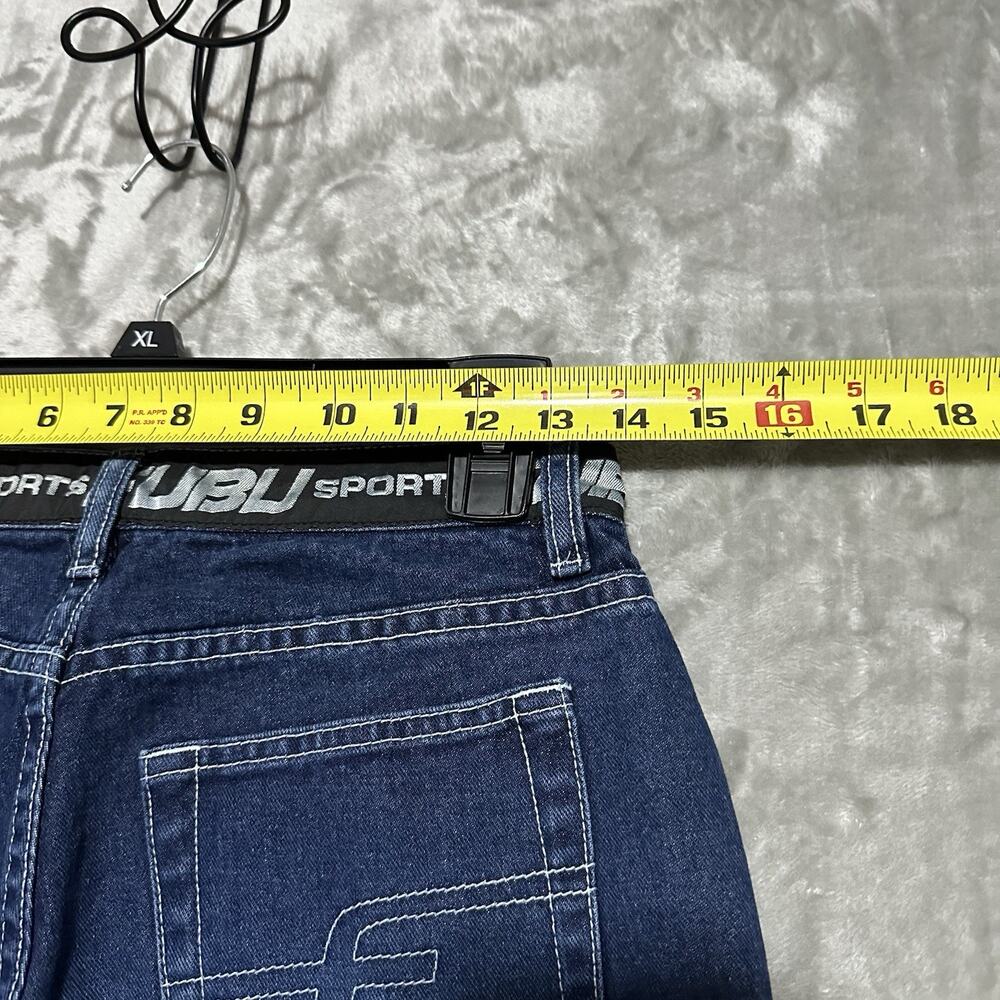 Y2K Fubu Straight Leg Jeans Womens Size 7/8 Blue Dark Wash Streetwear Grunge - Picture 9 of 10